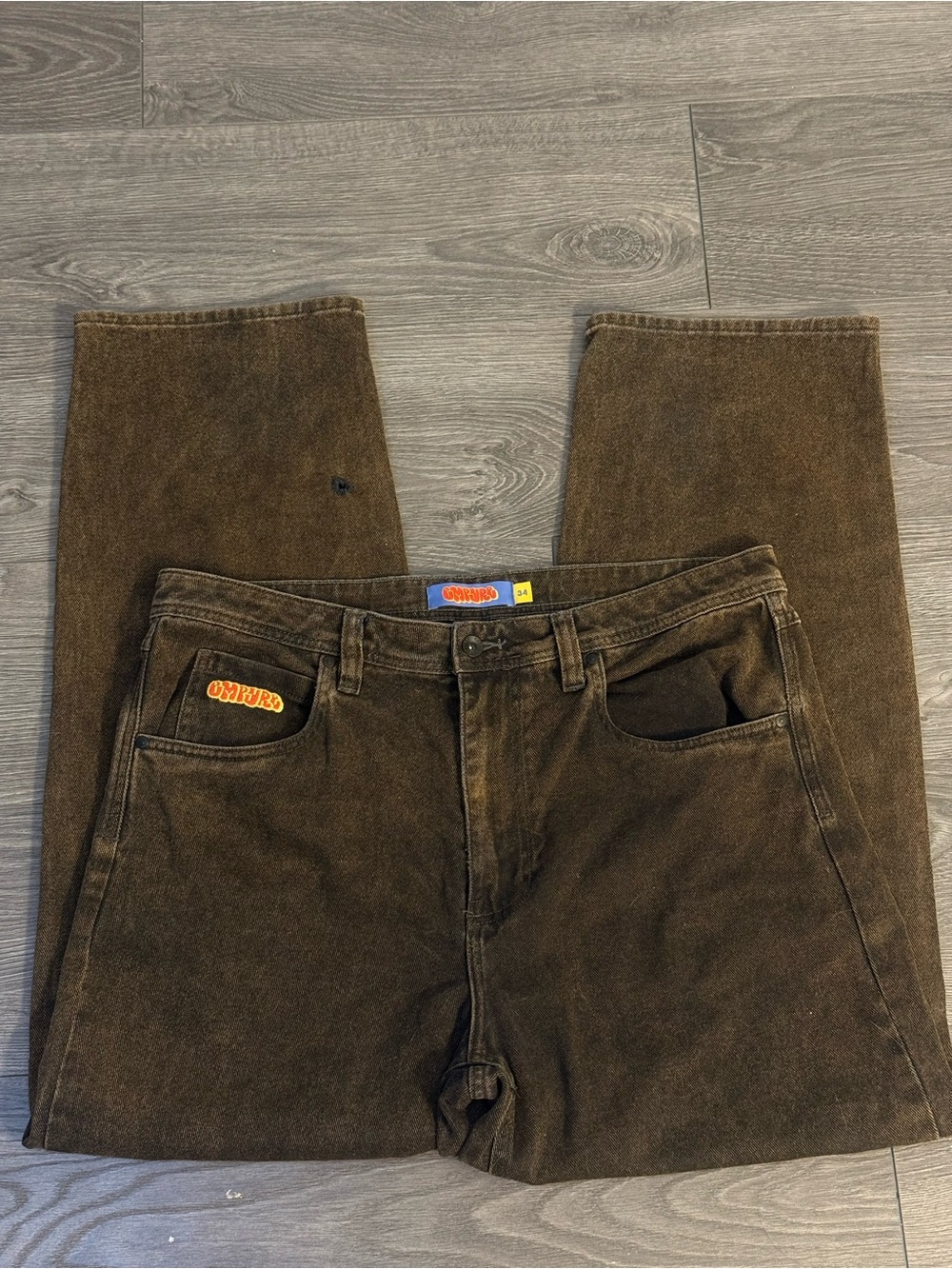 Empyre Vintage Y2K Brown Baggy Skate Jeans Size 34 Wide Leg Denim